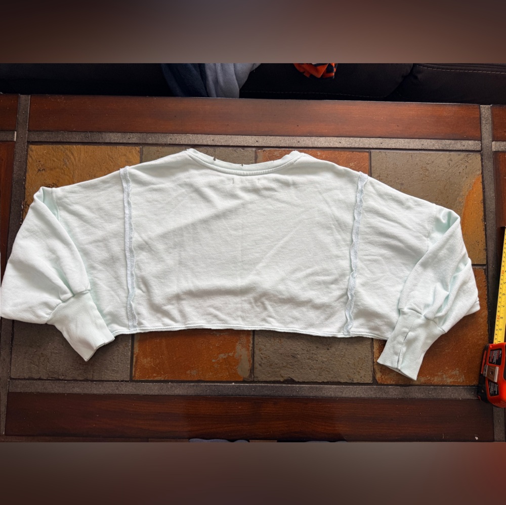 We the free small a frame oversized white Raw hem sweatshirt loungewear cozy